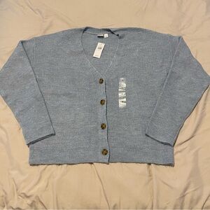 GAP Light Blue Button-Up Cropped Cardigan Women’s Size S